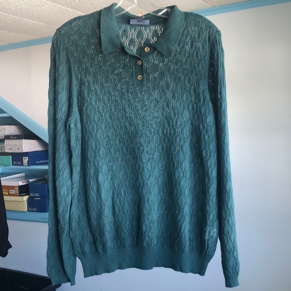 Green Pointelle Sweater - Picture 2 of 4